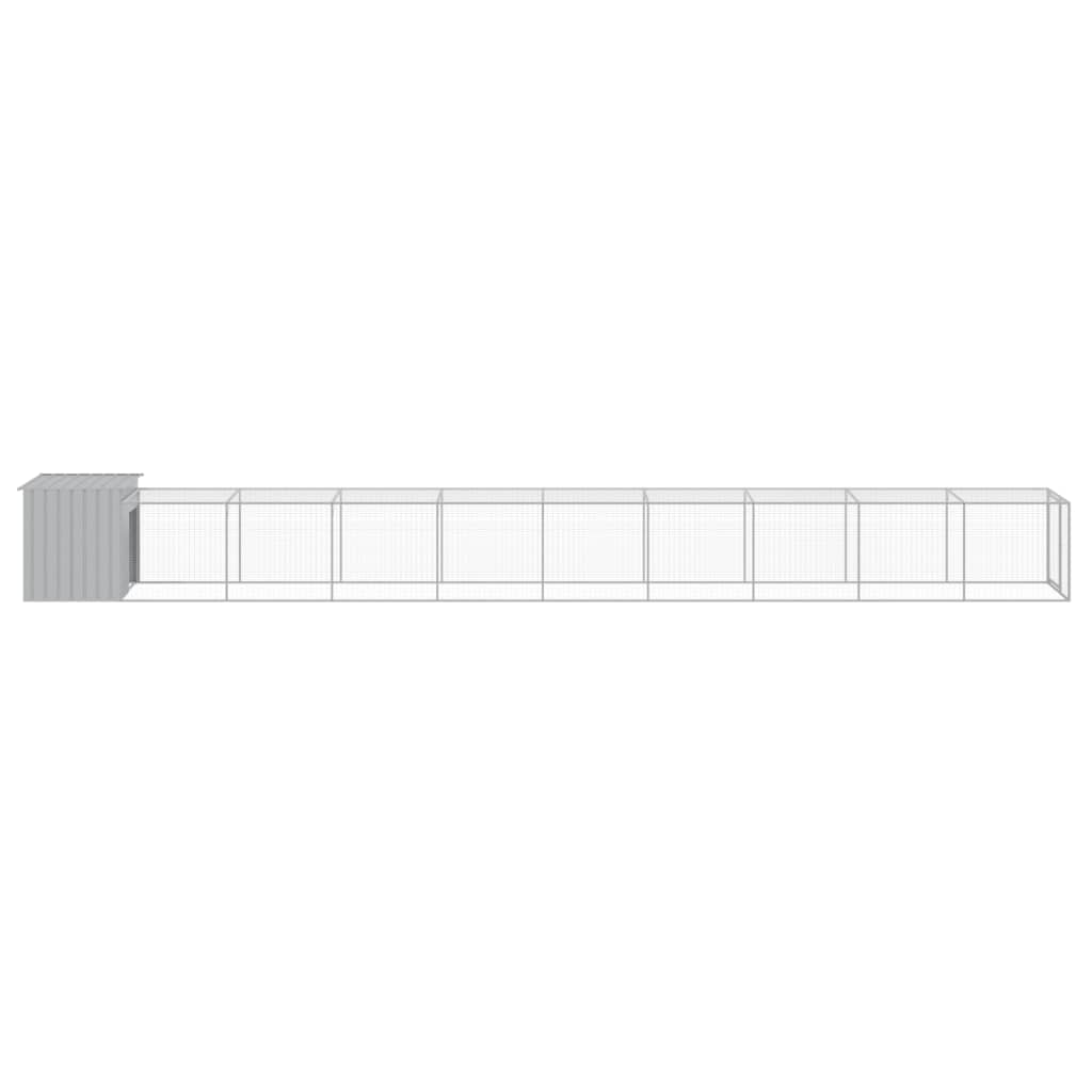 vidaXL Coteț pui cu incintă gri deschis 110x1017x110cm oțel galvanizat vidaXL Coteț pui cu incintă gri deschis 110x1017x110cm oțel galvanizat