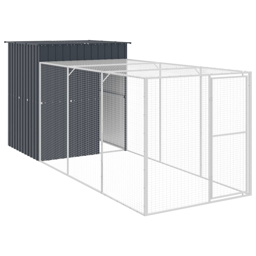 vidaXL Coteț de pui cu incintă antracit 165x455x181 cm oțel galvanizat