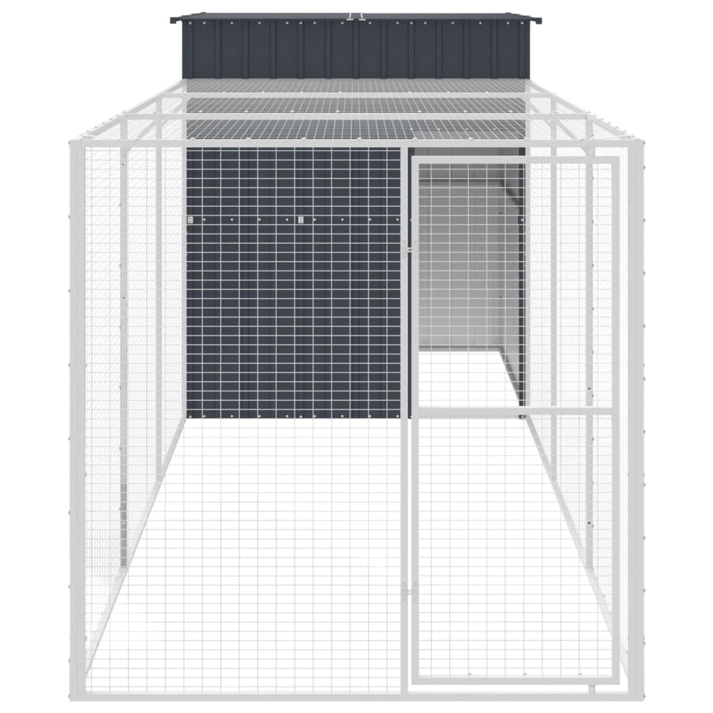 vidaXL Coteț de pui cu incintă antracit 165x455x181 cm oțel galvanizat