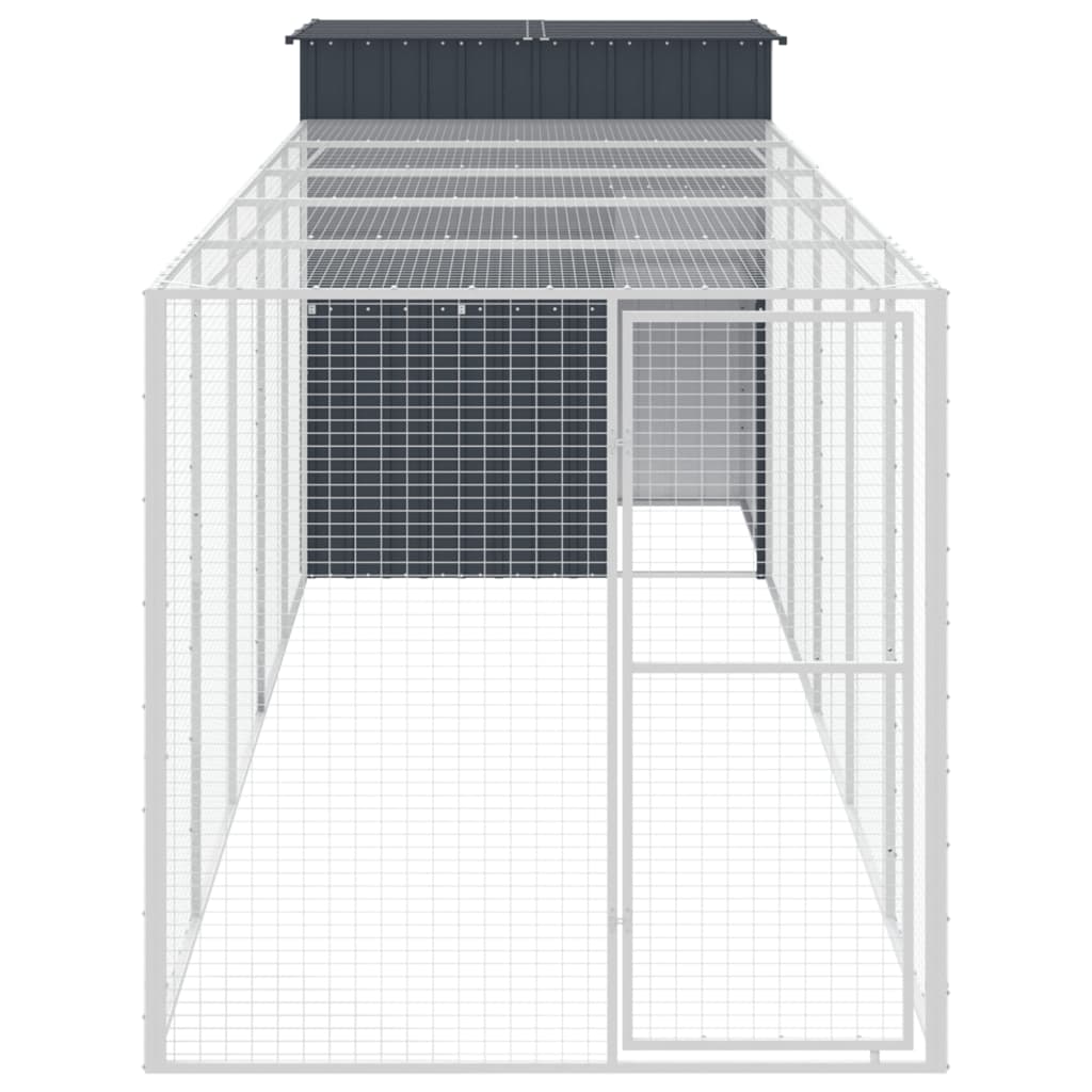 vidaXL Coteț de pui cu incintă antracit 165x659x181 cm oțel galvanizat vidaXL Coteț de pui cu incintă antracit 165x659x181 cm oțel galvanizat