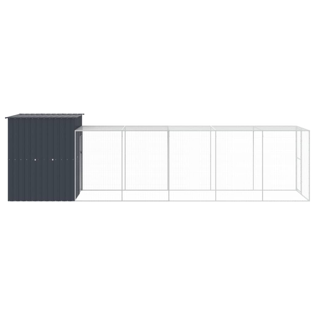 vidaXL Coteț de pui cu incintă antracit 165x659x181 cm oțel galvanizat vidaXL Coteț de pui cu incintă antracit 165x659x181 cm oțel galvanizat
