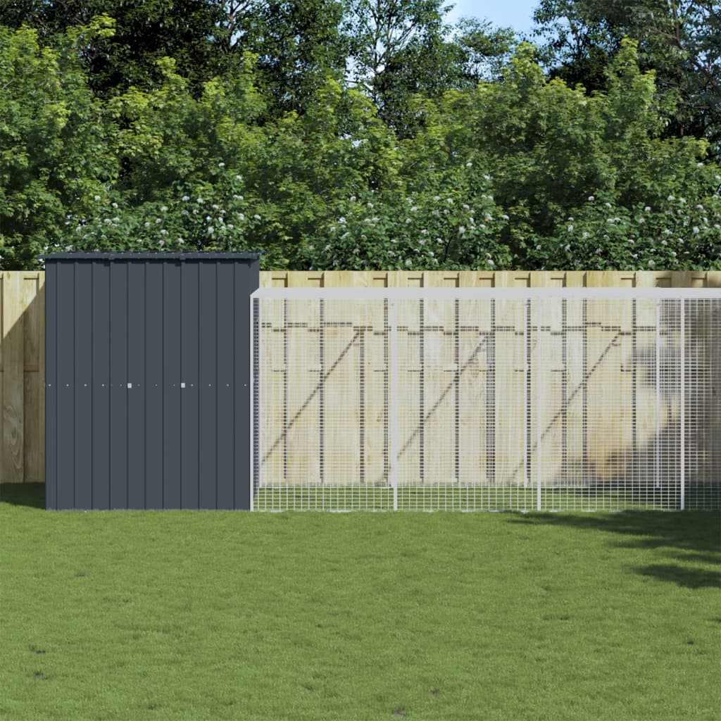 vidaXL Coteț de pui cu incintă antracit 165x659x181 cm oțel galvanizat vidaXL Coteț de pui cu incintă antracit 165x659x181 cm oțel galvanizat