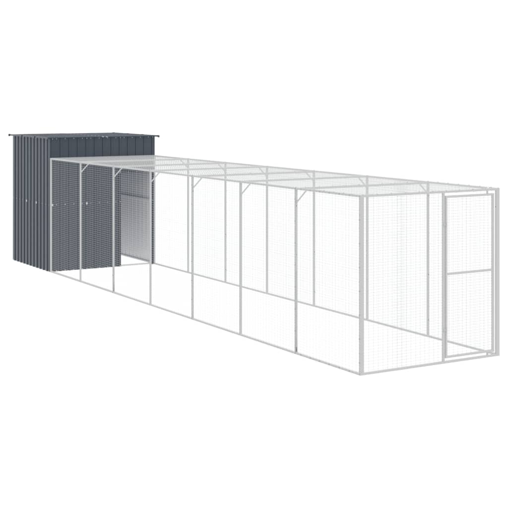 vidaXL Coteț de pui cu incintă antracit 165x863x181 cm oțel galvanizat vidaXL Coteț de pui cu incintă antracit 165x863x181 cm oțel galvanizat