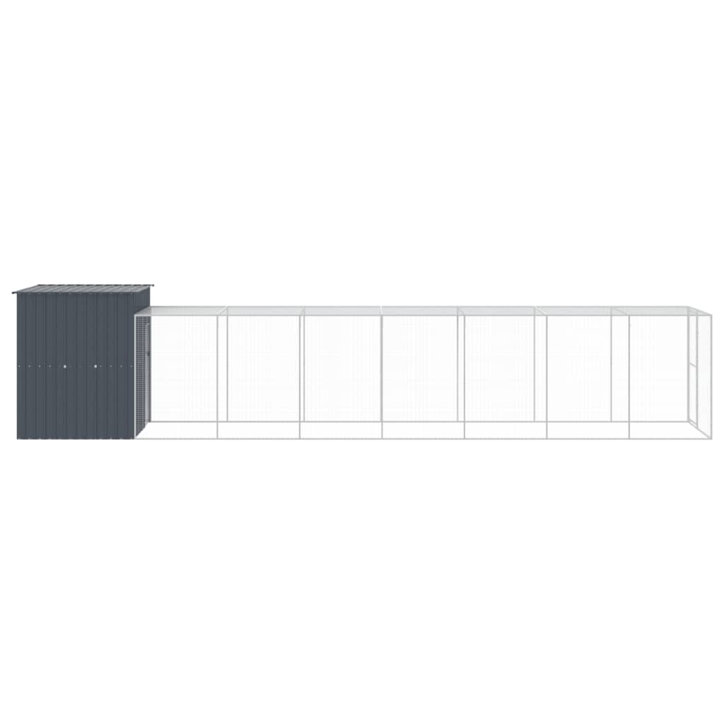 vidaXL Coteț de pui cu incintă antracit 165x863x181 cm oțel galvanizat vidaXL Coteț de pui cu incintă antracit 165x863x181 cm oțel galvanizat