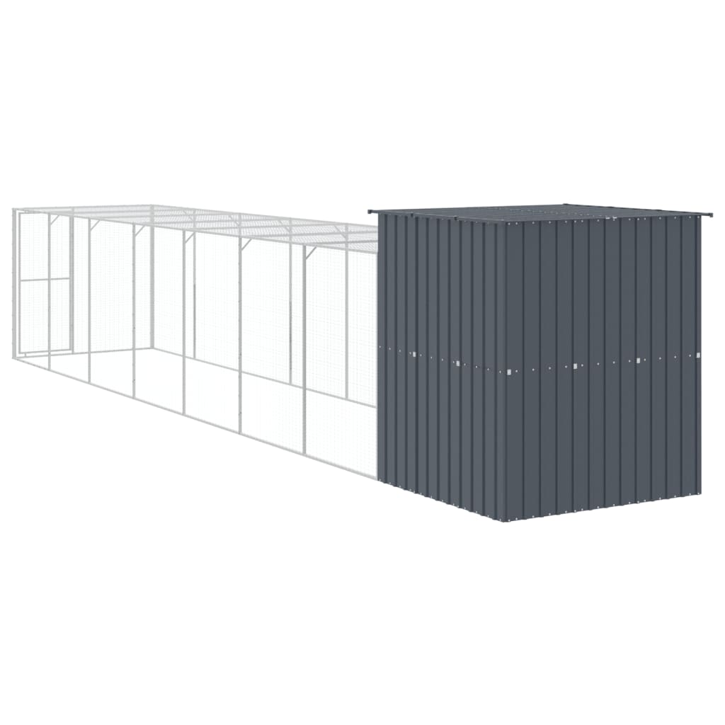 vidaXL Coteț de pui cu incintă antracit 165x863x181 cm oțel galvanizat vidaXL Coteț de pui cu incintă antracit 165x863x181 cm oțel galvanizat