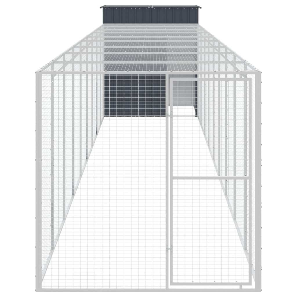 vidaXL Coteț de pui cu incintă antracit 165x1067x181cm oțel galvanizat