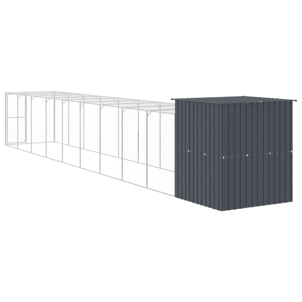 vidaXL Coteț de pui cu incintă antracit 165x1067x181cm oțel galvanizat