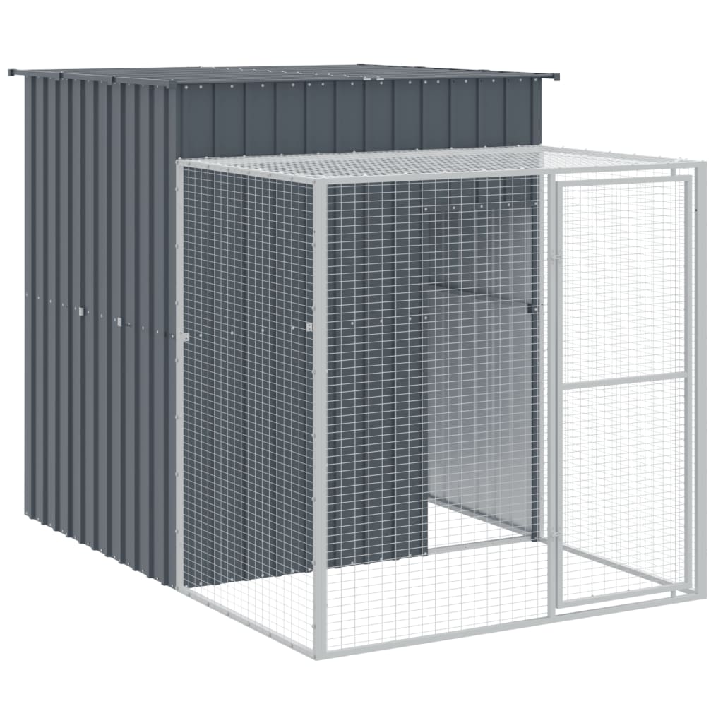 vidaXL Coteț de pui cu incintă antracit 165x1067x181cm oțel galvanizat