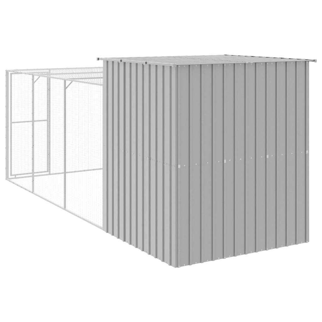 vidaXL Coteț pui cu incintă gri deschis 165x455x181 cm oțel galvanizat vidaXL Coteț pui cu incintă gri deschis 165x455x181 cm oțel galvanizat