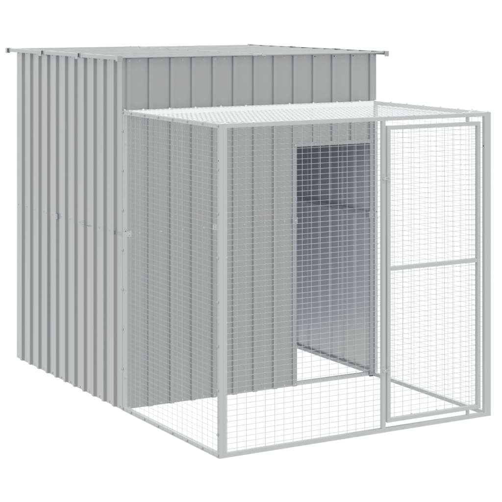 vidaXL Coteț pui cu incintă gri deschis 165x455x181 cm oțel galvanizat vidaXL Coteț pui cu incintă gri deschis 165x455x181 cm oțel galvanizat