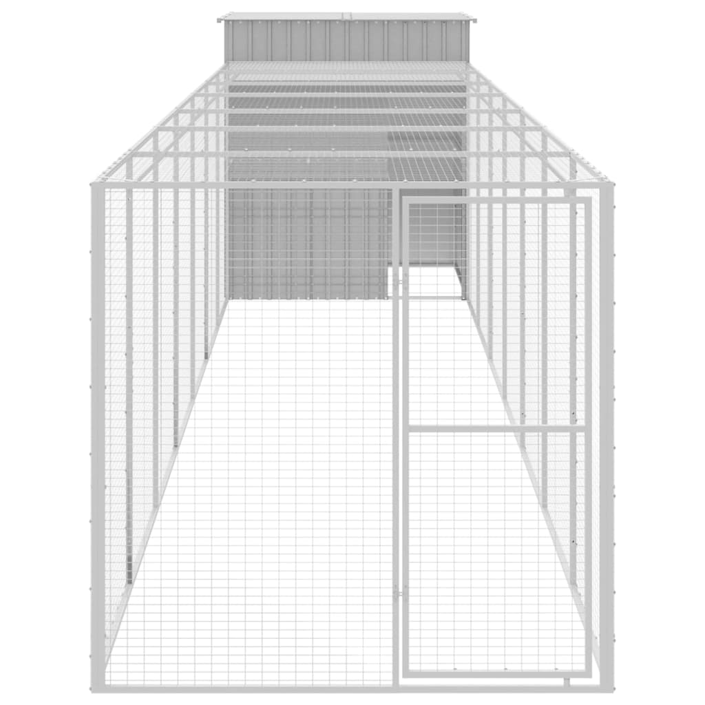 vidaXL Coteț pui cu incintă gri deschis 165x863x181 cm oțel galvanizat