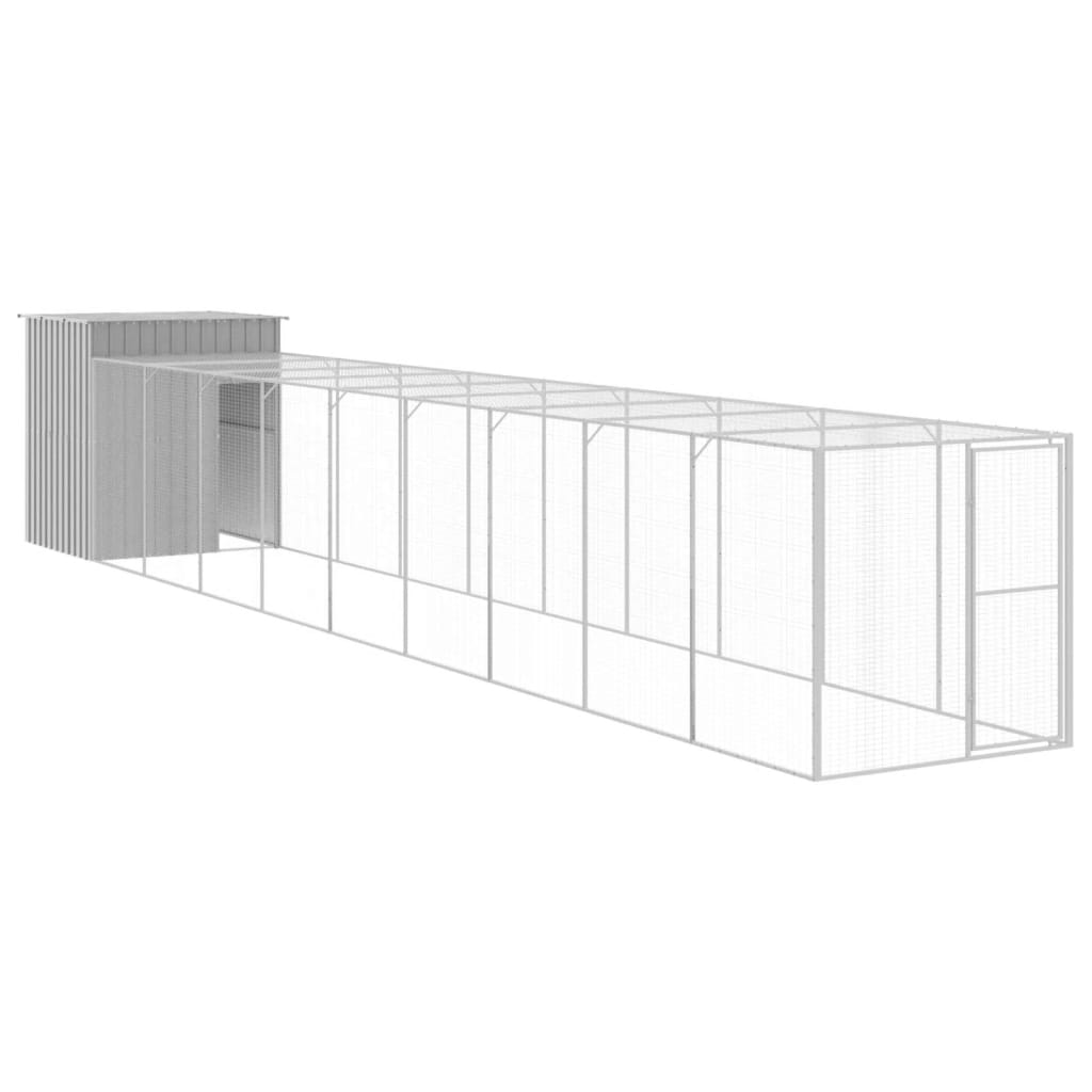 vidaXL Coteț pui cu incintă gri deschis 165x1067x181cm oțel galvanizat vidaXL Coteț pui cu incintă gri deschis 165x1067x181cm oțel galvanizat