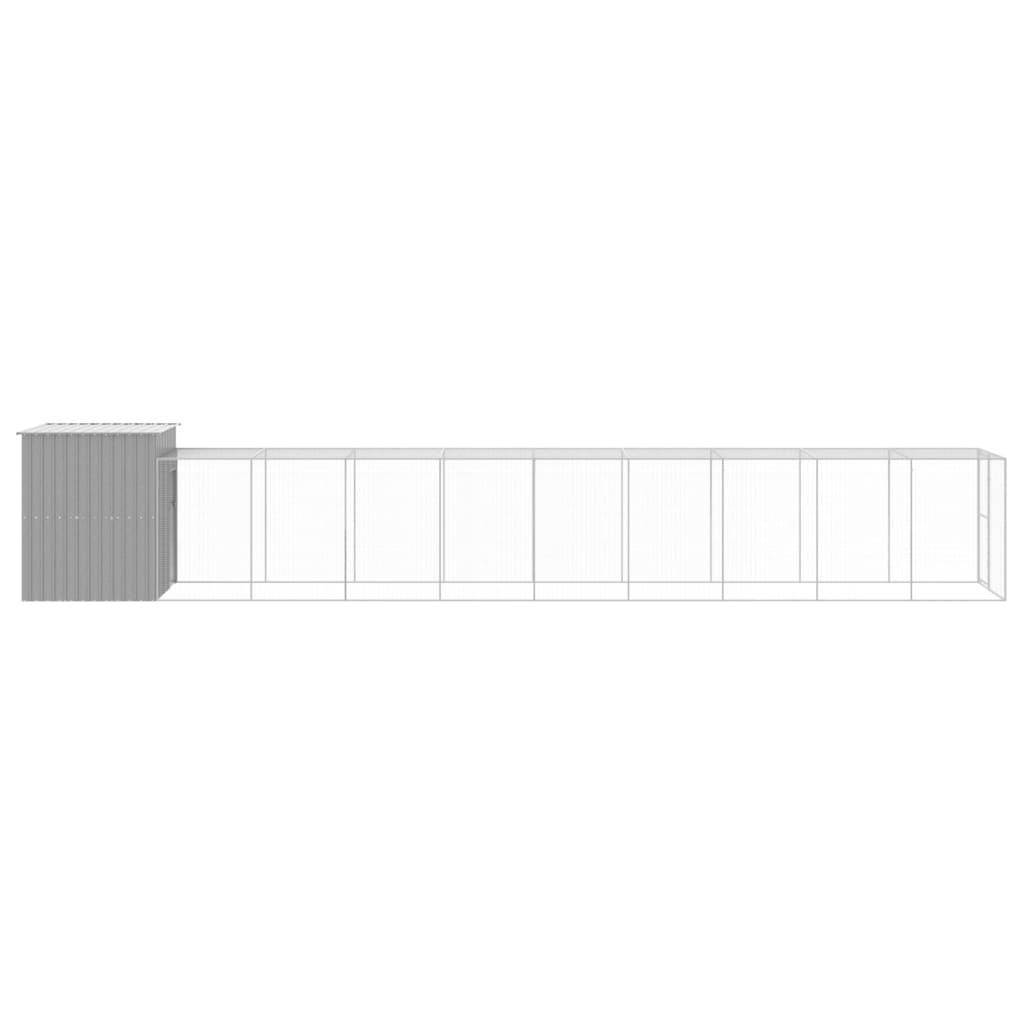 vidaXL Coteț pui cu incintă gri deschis 165x1067x181cm oțel galvanizat vidaXL Coteț pui cu incintă gri deschis 165x1067x181cm oțel galvanizat