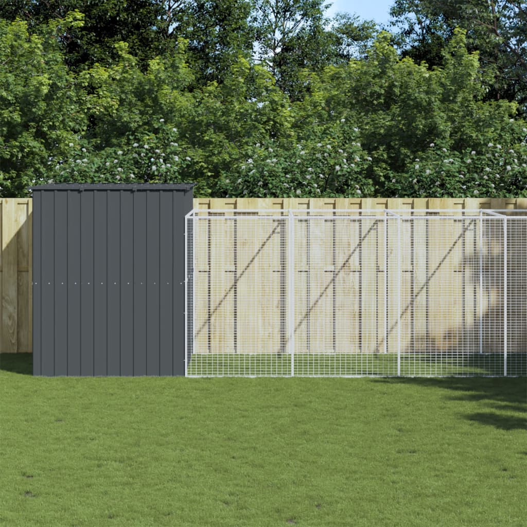 vidaXL Cușcă de câine cu țarc antracit 214x1069x181 cm oțel galvanizat vidaXL Cușcă de câine cu țarc antracit 214x1069x181 cm oțel galvanizat