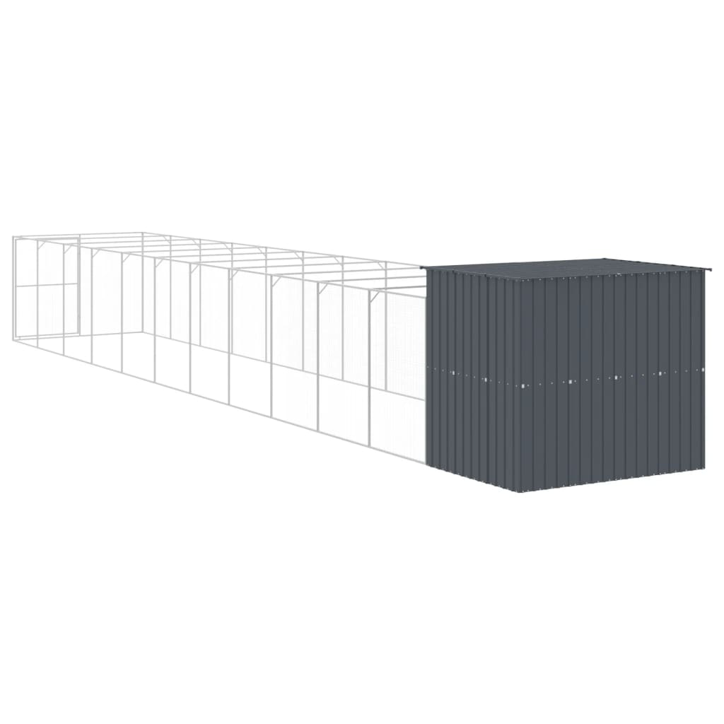 vidaXL Cușcă câine cu țarc antracit 214x1273x181 cm oțel galvanizat vidaXL Cușcă câine cu țarc antracit 214x1273x181 cm oțel galvanizat