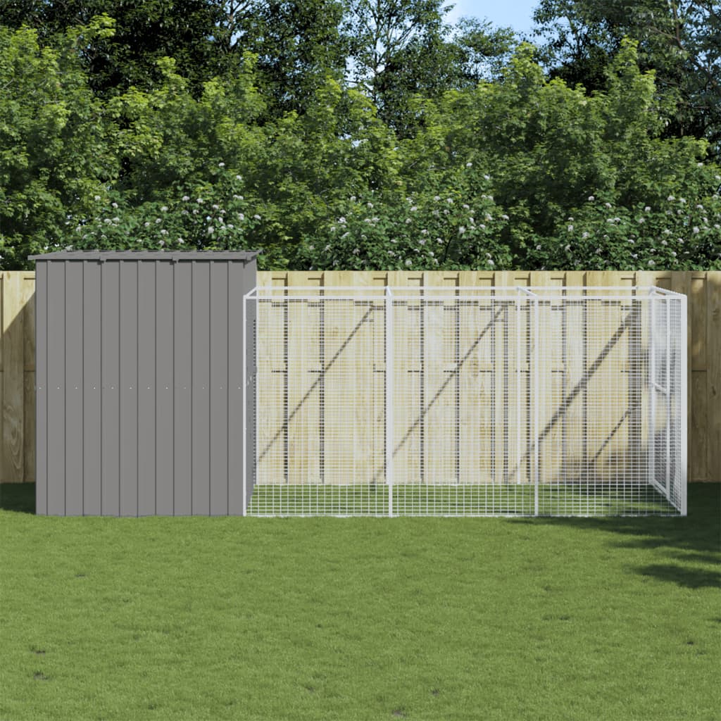 vidaXL Cușcă de câine & țarc gri deschis 214x457x181cm oțel galvanizat vidaXL Cușcă de câine & țarc gri deschis 214x457x181cm oțel galvanizat