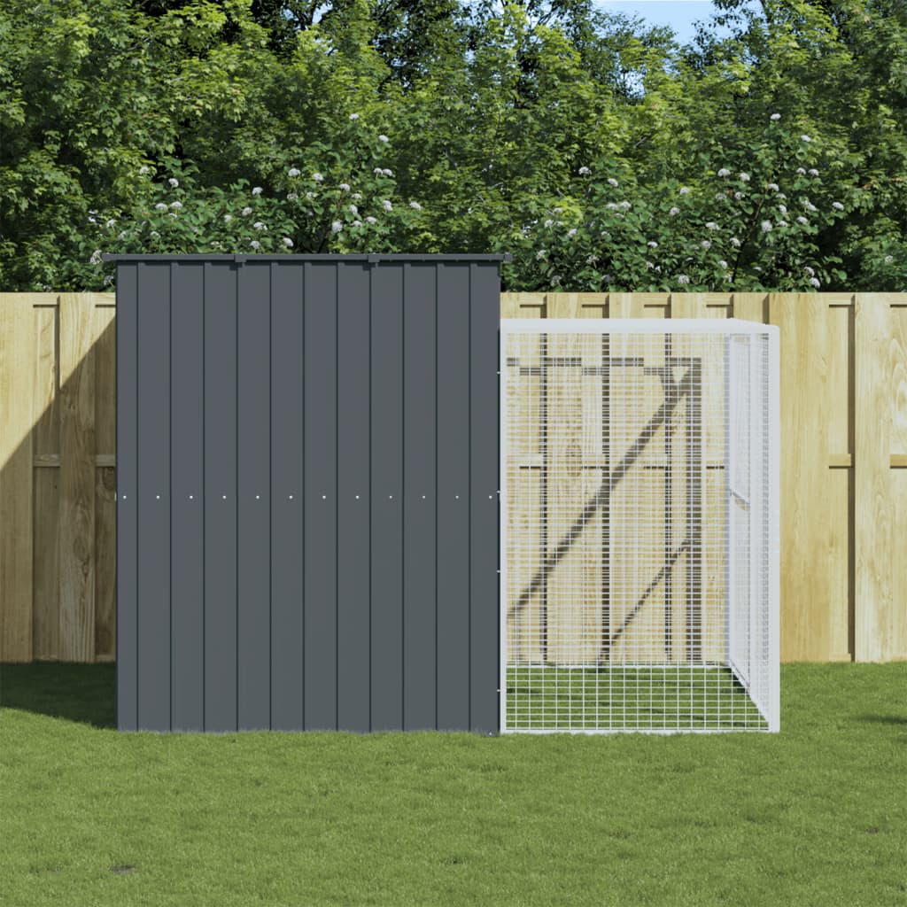 vidaXL Cușcă de câine cu țarc antracit 214x253x181 cm oțel galvanizat vidaXL Cușcă de câine cu țarc antracit 214x253x181 cm oțel galvanizat