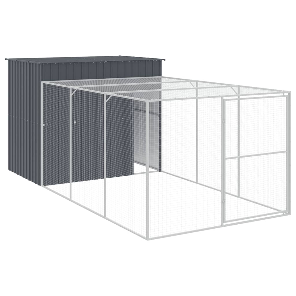 vidaXL Cușcă de câine cu țarc antracit 214x457x181 cm oțel galvanizat