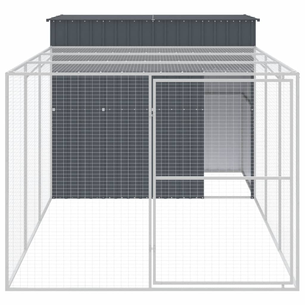 vidaXL Cușcă de câine cu țarc antracit 214x457x181 cm oțel galvanizat