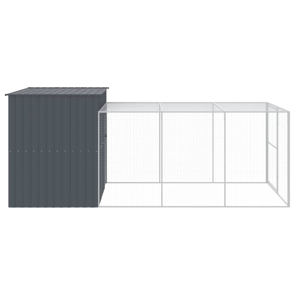 vidaXL Cușcă de câine cu țarc antracit 214x457x181 cm oțel galvanizat