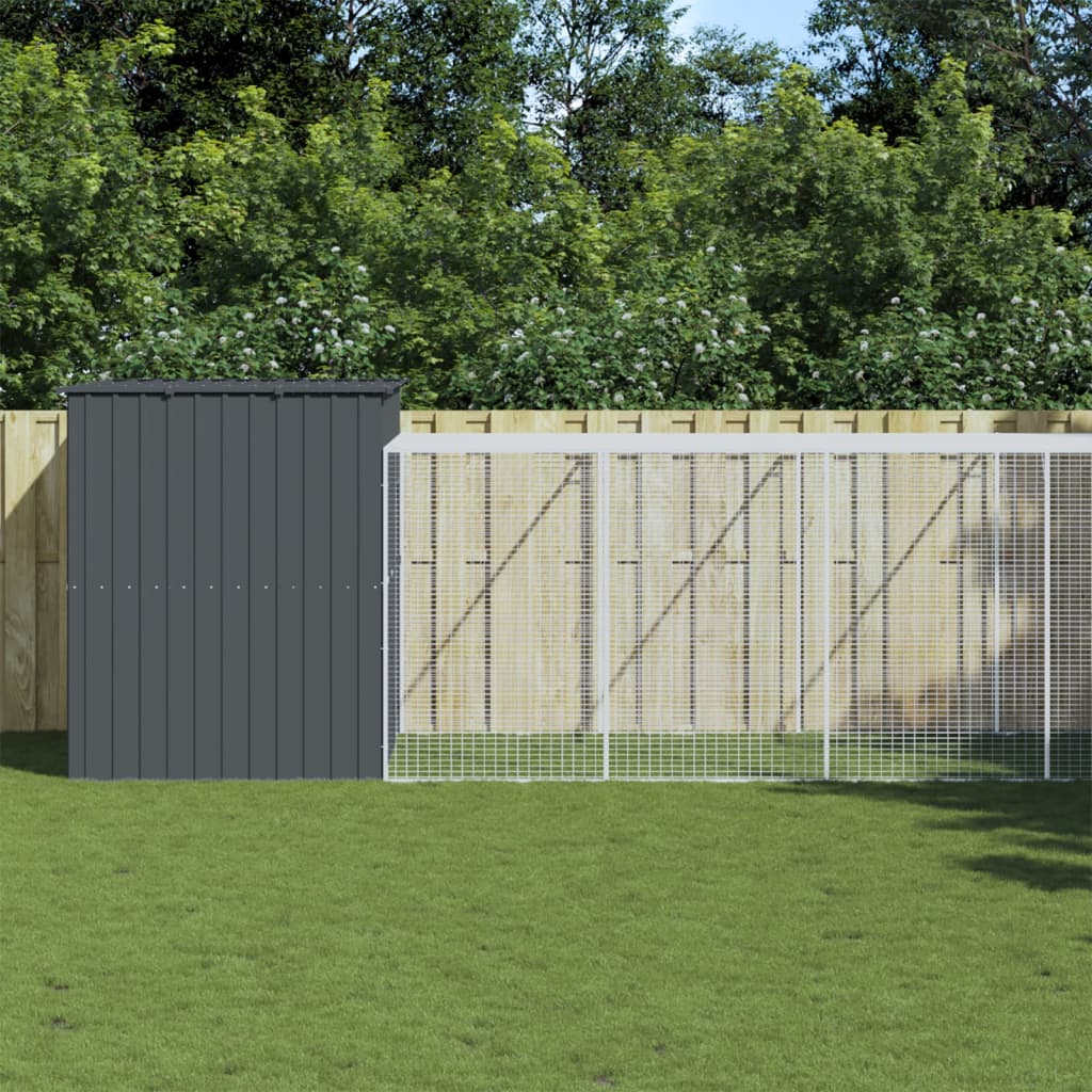 vidaXL Cușcă de câine cu țarc antracit 214x865x181 cm oțel galvanizat vidaXL Cușcă de câine cu țarc antracit 214x865x181 cm oțel galvanizat