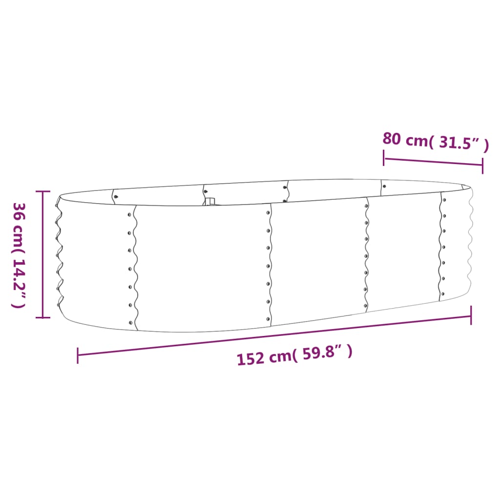vidaXL Strat înălțat grădină gri 152x80x36cm oțel vopsit electrostatic