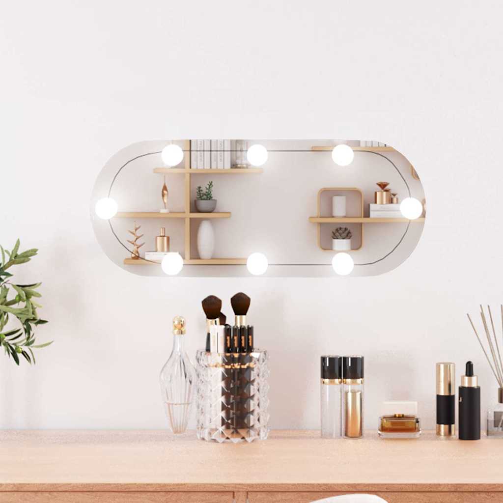 vidaXL Oglindă de perete cu lumini LED 20x50 cm oval sticlă vidaXL Oglindă de perete cu lumini LED 20x50 cm oval sticlă