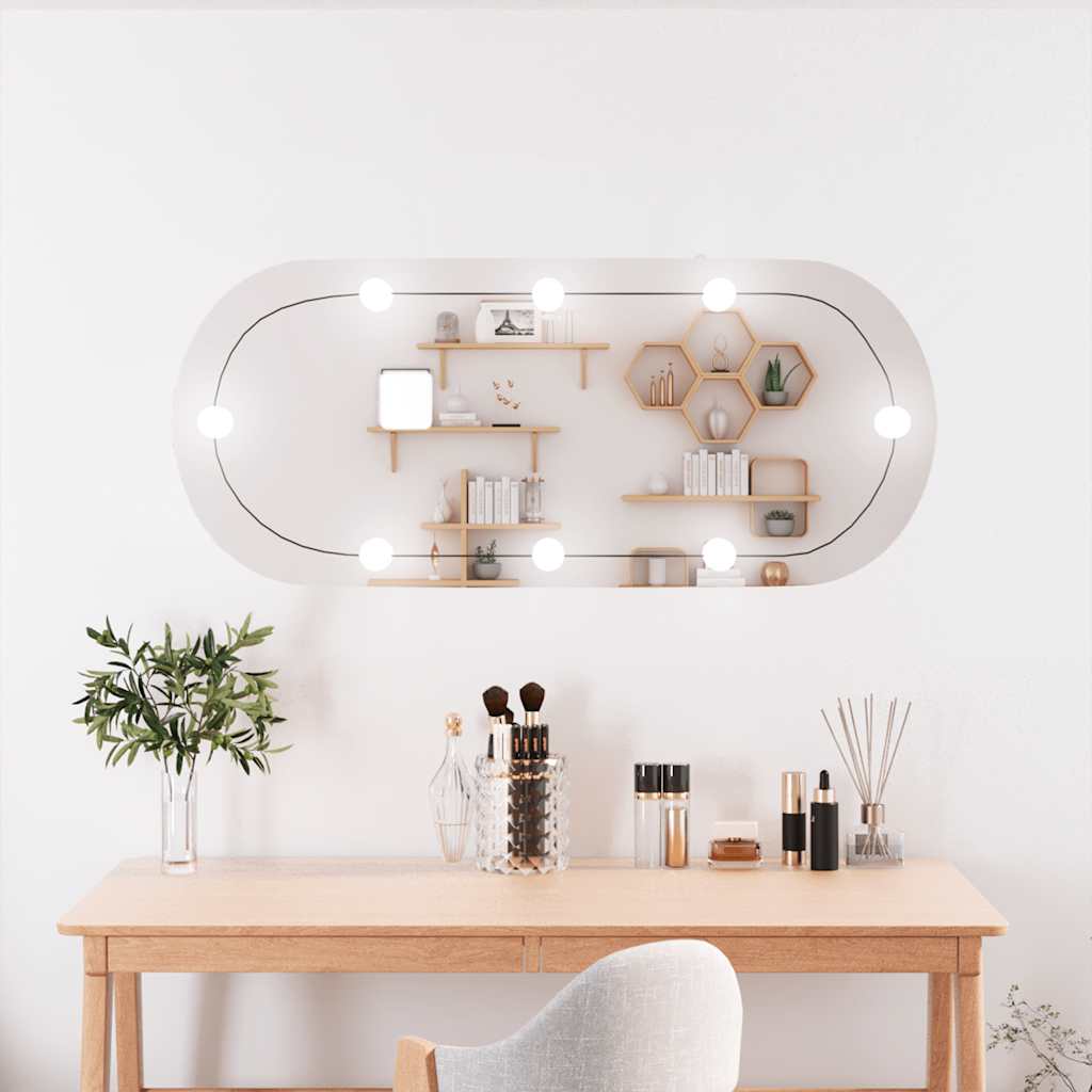 vidaXL Oglindă de perete cu lumini LED 25x60 cm oval sticlă vidaXL Oglindă de perete cu lumini LED 25x60 cm oval sticlă