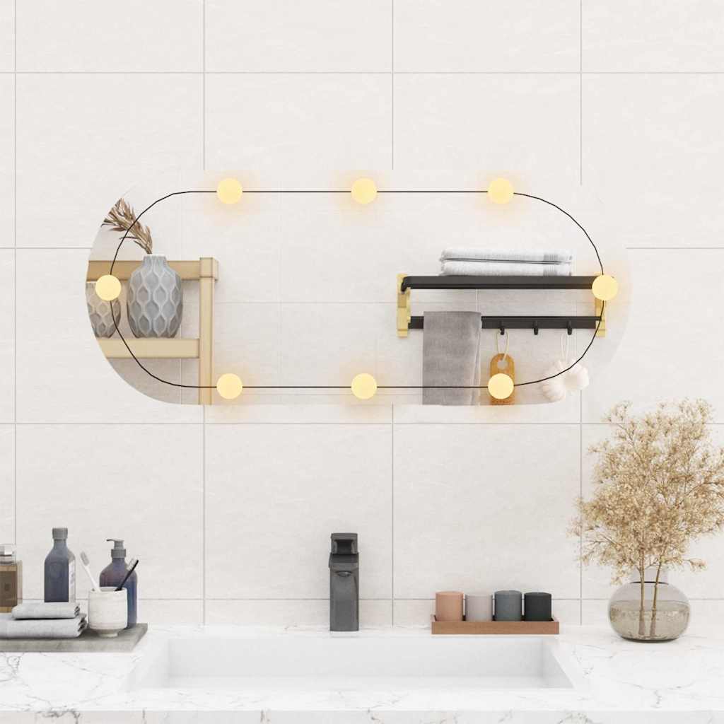 vidaXL Oglindă de perete cu lumini LED 35x80 cm oval sticlă vidaXL Oglindă de perete cu lumini LED 35x80 cm oval sticlă