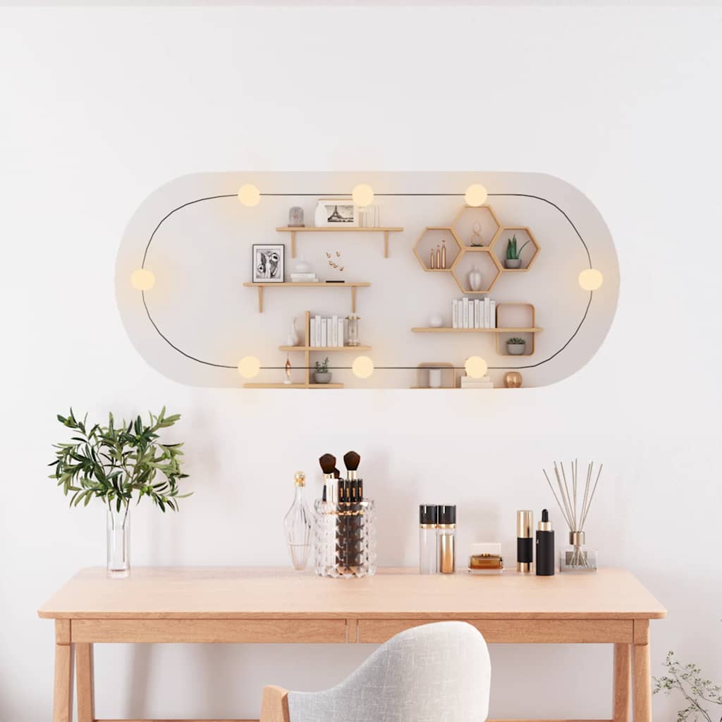 vidaXL Oglindă de perete cu lumini LED 40x90 cm oval sticlă