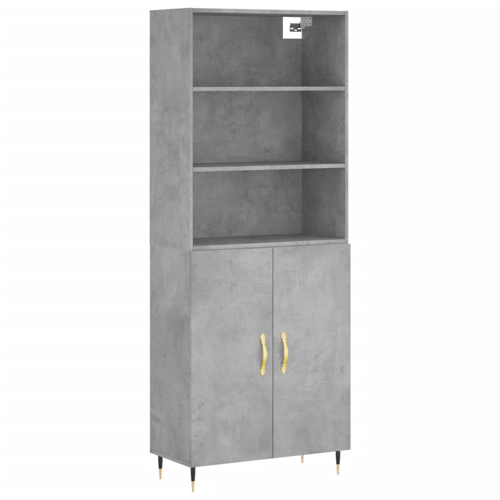 vidaXL Dulap înalt, gri beton, 69,5x34x180, lemn compozit