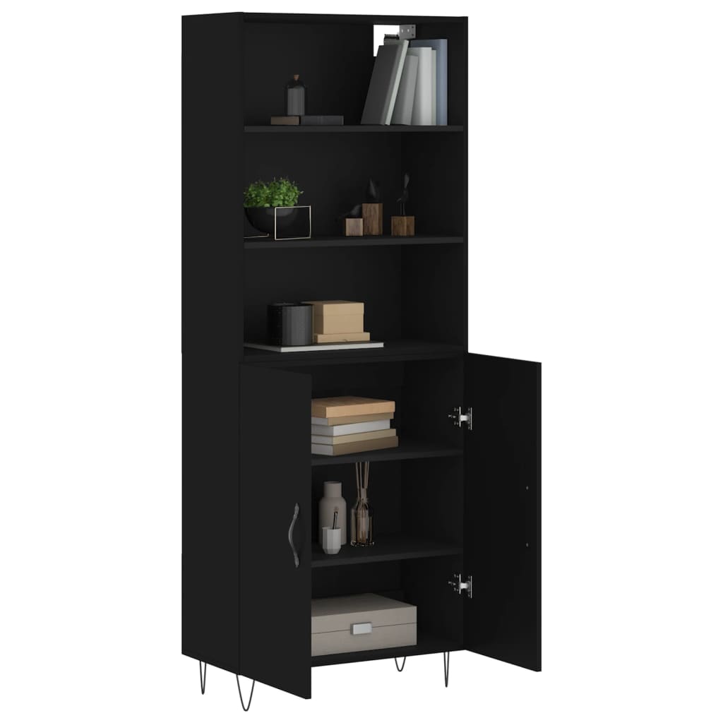 vidaXL Dulap înalt, negru, 69,5x34x180 cm, lemn compozit