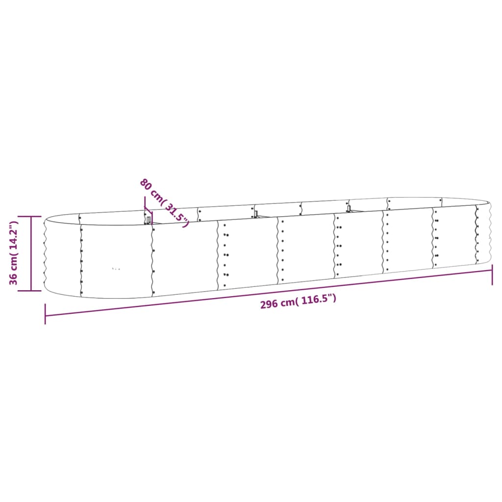 vidaXL Strat înălțat grădină 296x80x36 cm oțel galvanizat