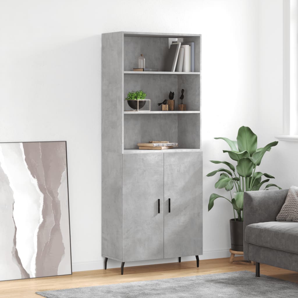 vidaXL Dulap înalt, gri beton, 69,5x34x180, lemn compozit