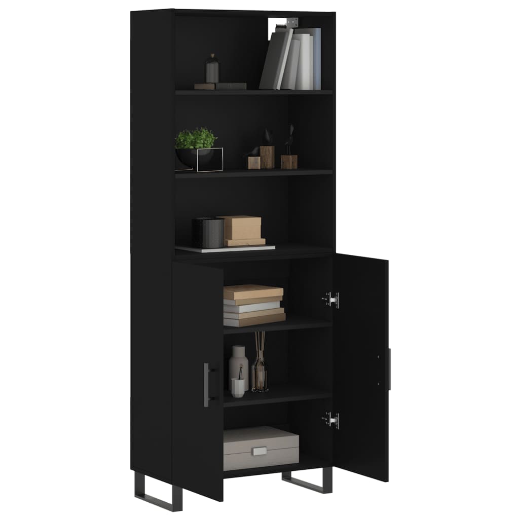 vidaXL Dulap înalt, negru, 69,5x34x180 cm, lemn compozit