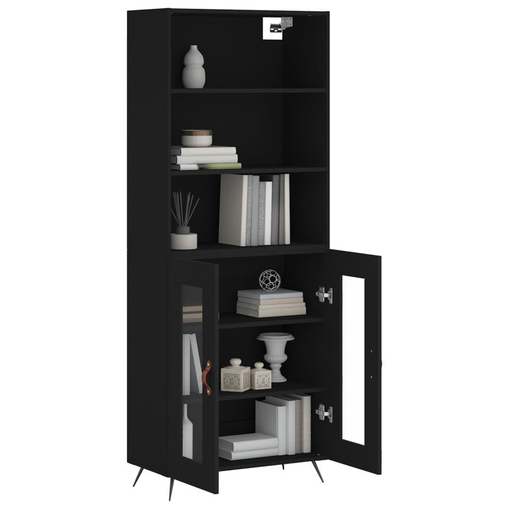 vidaXL Dulap înalt, negru, 69,5x34x180 cm, lemn compozit