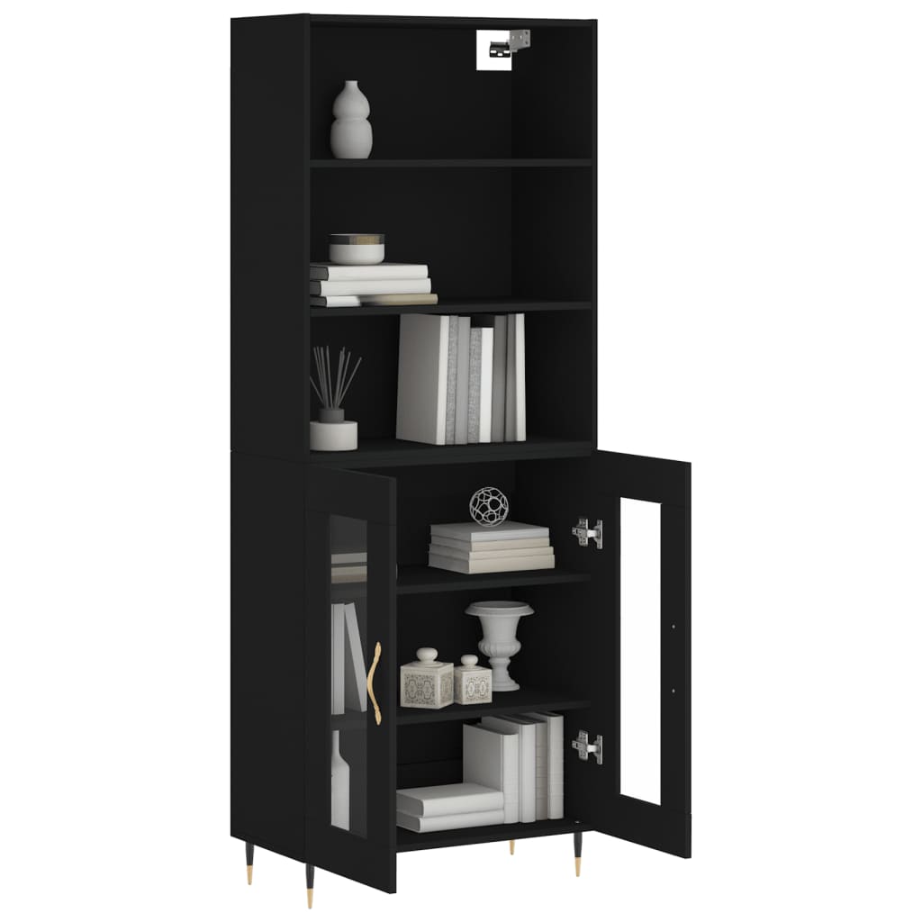 vidaXL Dulap înalt, negru, 69,5x34x180 cm, lemn compozit