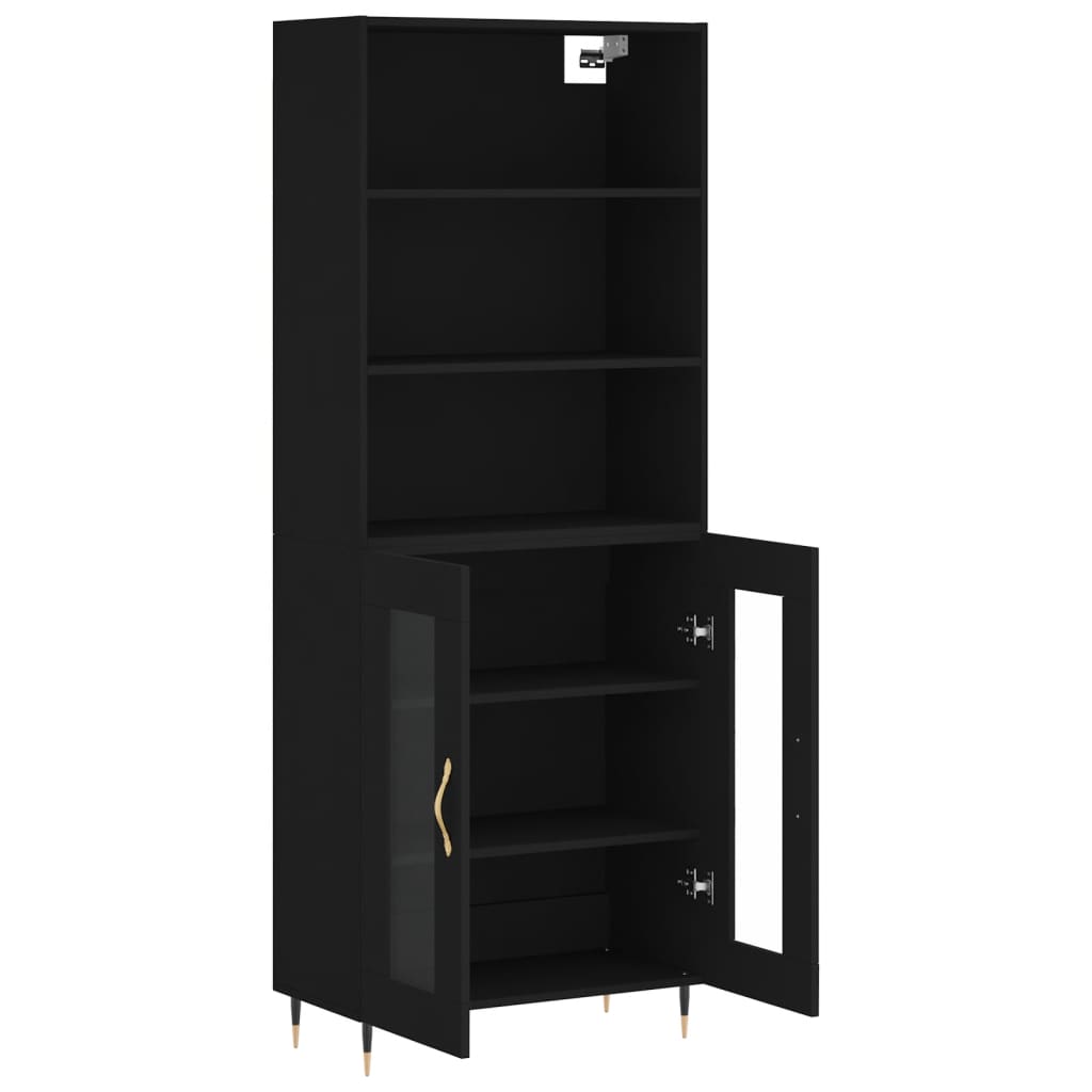 vidaXL Dulap înalt, negru, 69,5x34x180 cm, lemn compozit