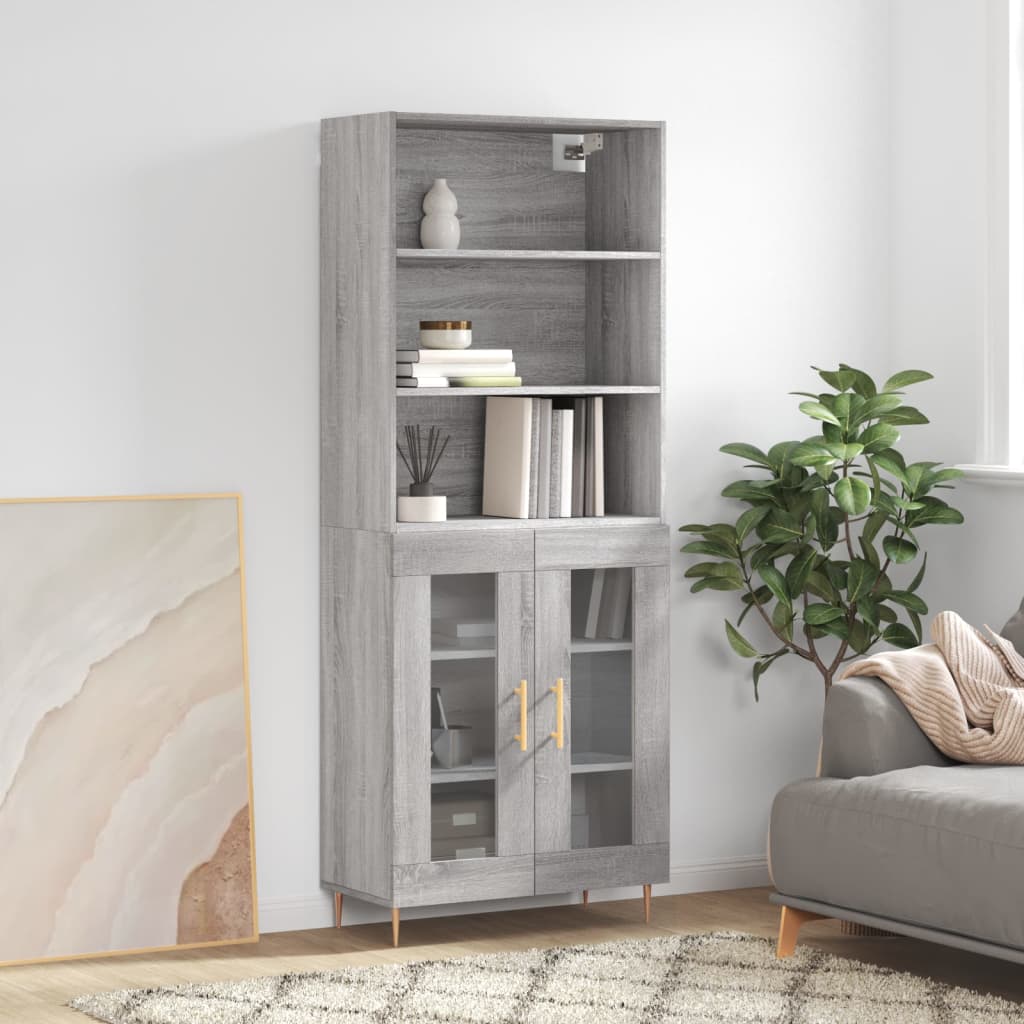 vidaXL Dulap înalt, gri sonoma, 69,5x34x180 cm, lemn compozit