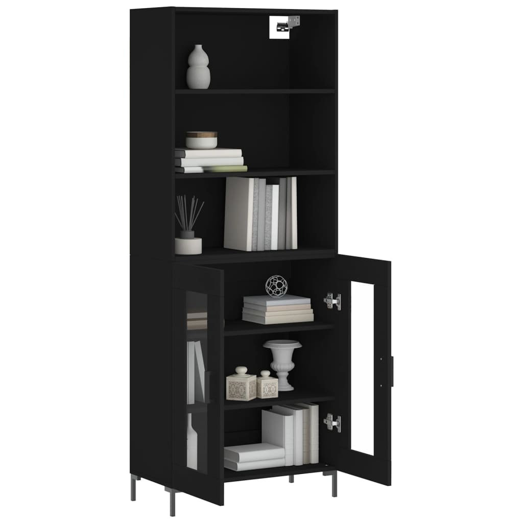 vidaXL Dulap înalt, negru, 69,5x34x180 cm, lemn compozit
