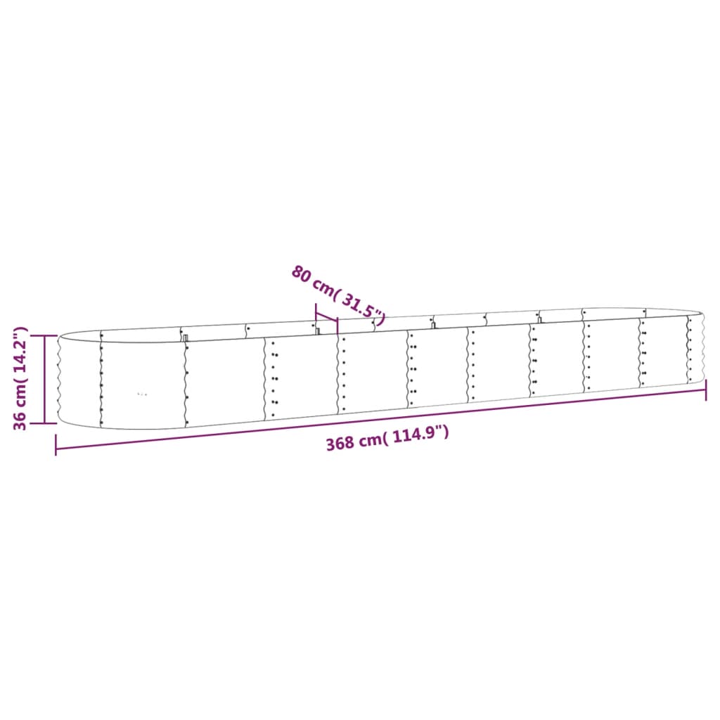 vidaXL Strat înălțat grădină 368x80x36 cm oțel vopsit electrostatic vidaXL Strat înălțat grădină 368x80x36 cm oțel vopsit electrostatic