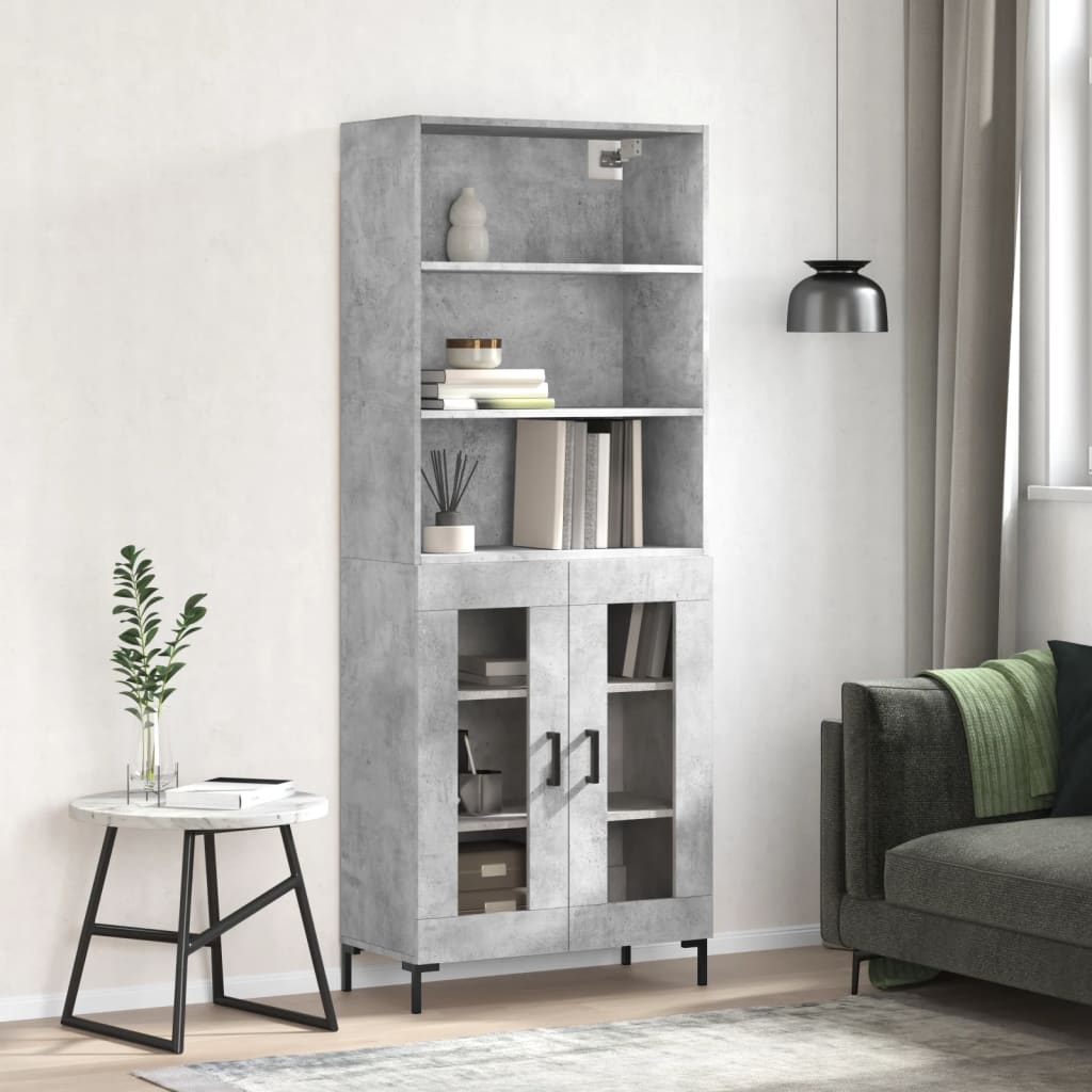 vidaXL Dulap înalt, gri beton, 69,5x34x180, lemn compozit