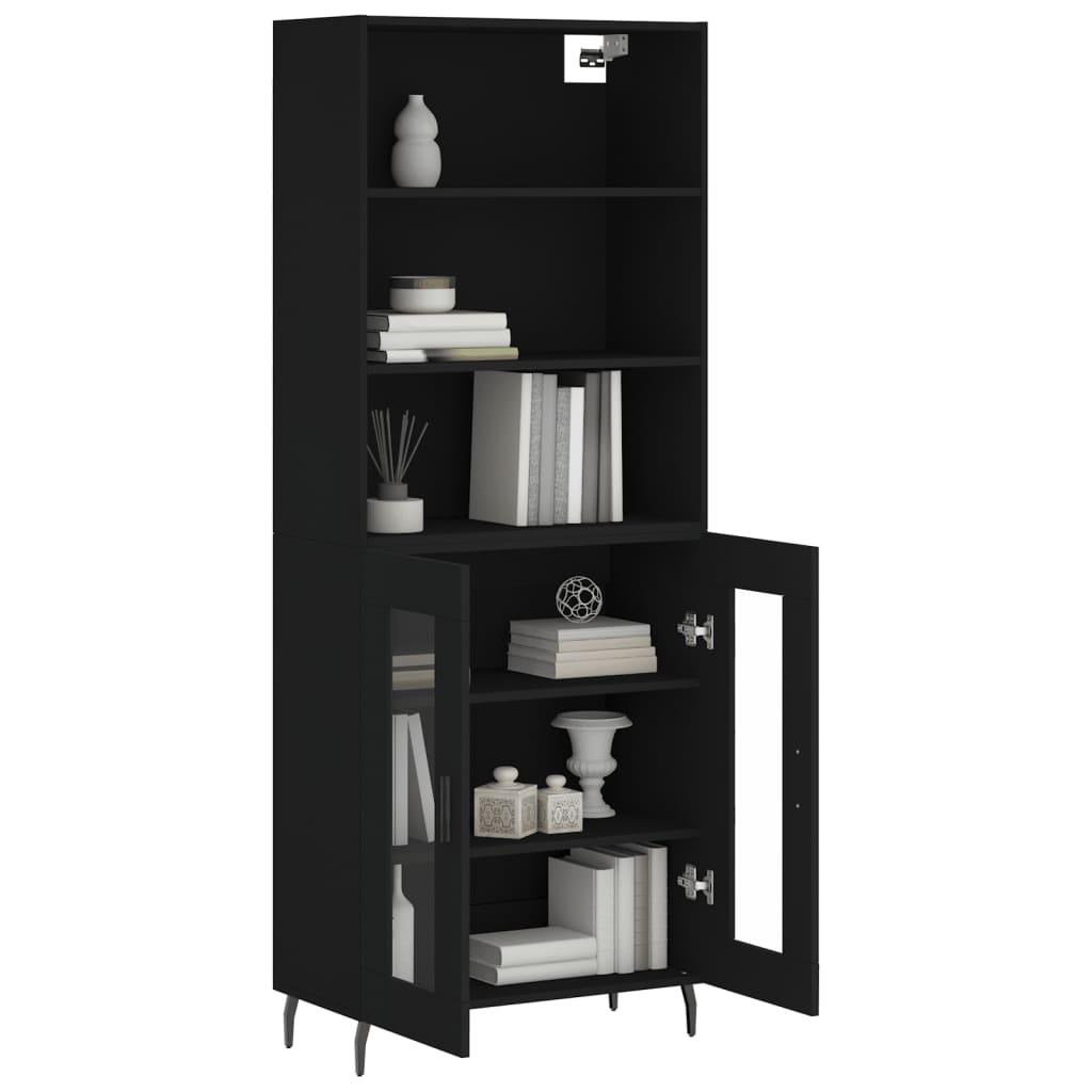 vidaXL Dulap înalt, negru, 69,5x34x180 cm, lemn compozit