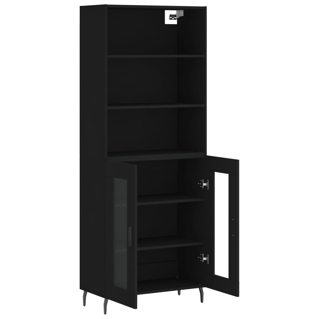 vidaXL Dulap înalt, negru, 69,5x34x180 cm, lemn compozit
