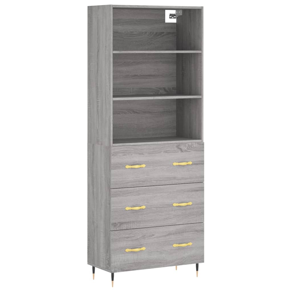 vidaXL Dulap înalt, gri sonoma, 69,5x34x180 cm, lemn compozit