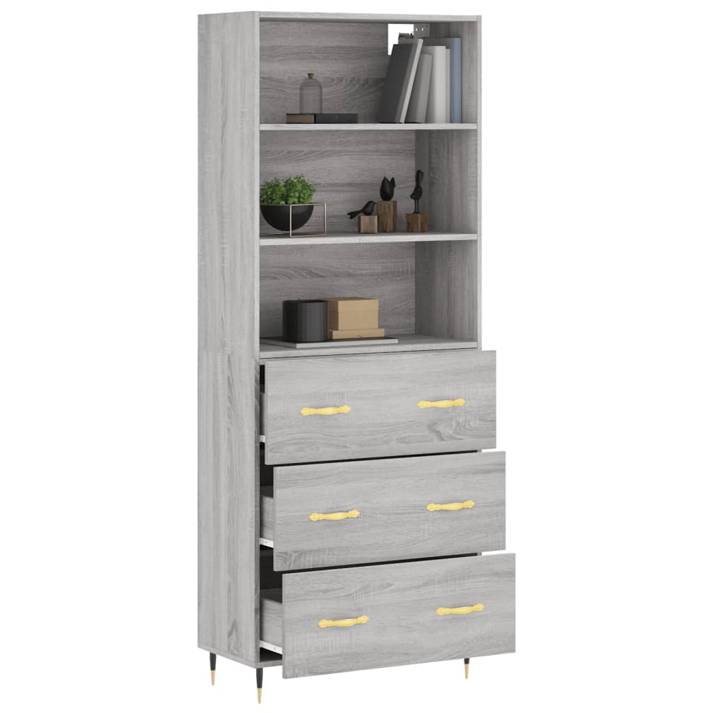 vidaXL Dulap înalt, gri sonoma, 69,5x34x180 cm, lemn compozit