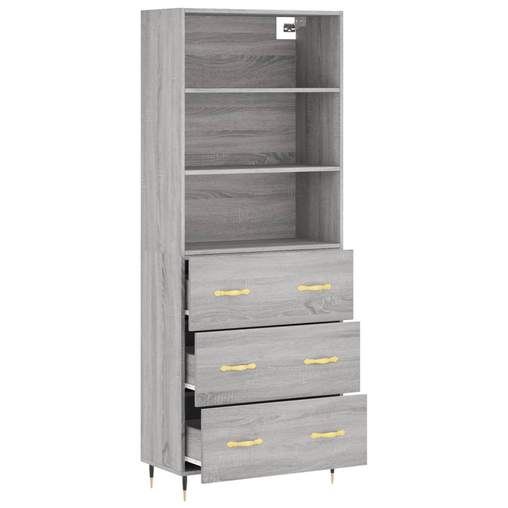 vidaXL Dulap înalt, gri sonoma, 69,5x34x180 cm, lemn compozit