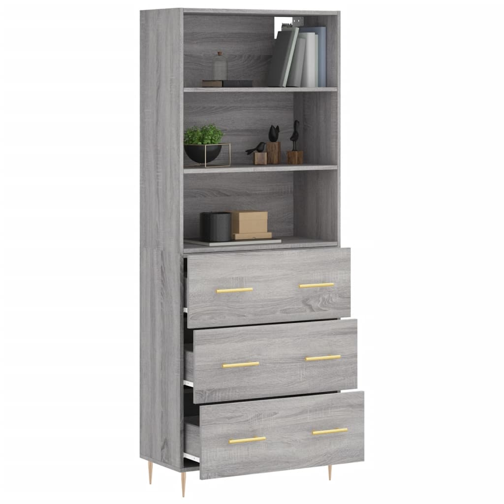 vidaXL Dulap înalt, gri sonoma, 69,5x34x180 cm, lemn compozit