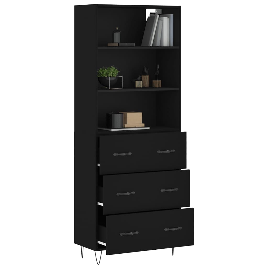 vidaXL Dulap înalt, negru, 69,5x34x180 cm, lemn compozit