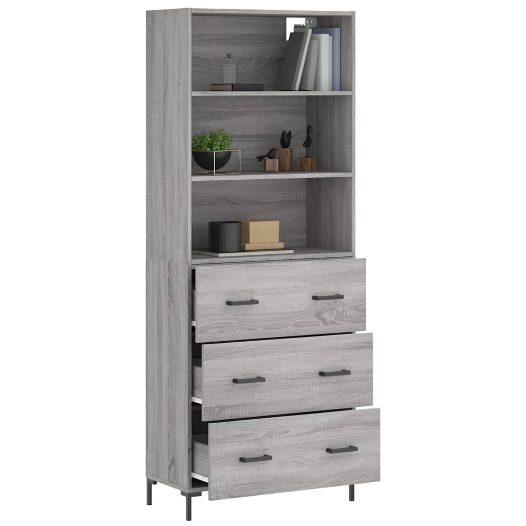 vidaXL Dulap înalt, gri sonoma, 69,5x34x180 cm, lemn compozit